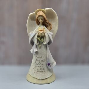 Foundations 2004 Angel Figurine God Smiled the Day You Were Born K Hahn Enesco